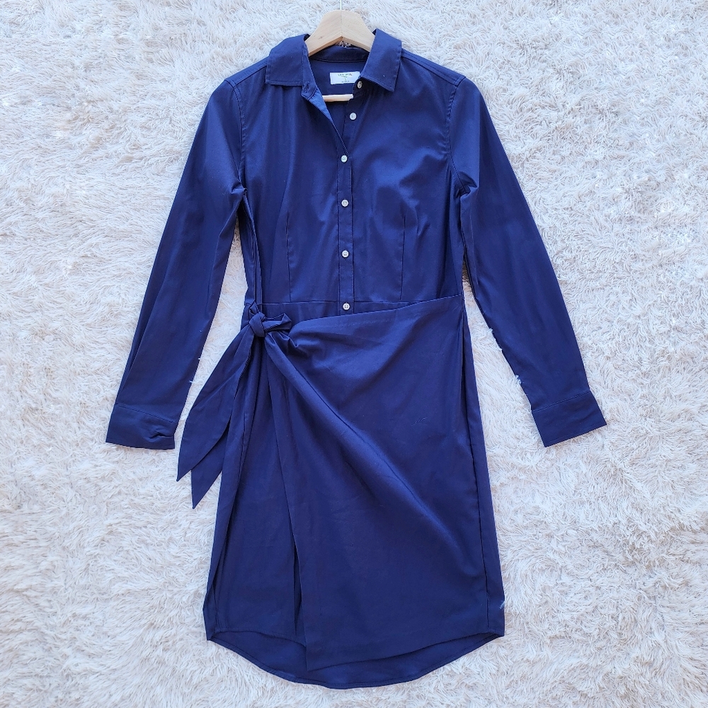 Untuckit Amelia Long Sleeve‎ Navy Shirt Dress - Picture 2 of 6